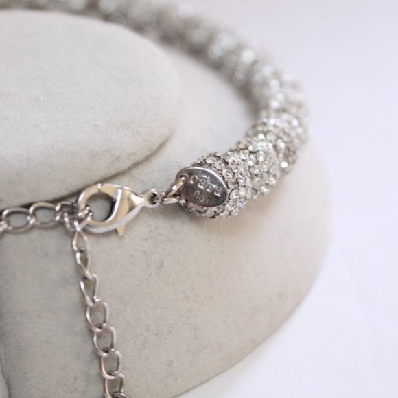 NWOT Cara NY Crystal Pave Beaded Necklace Silver - Picture 15 of 15